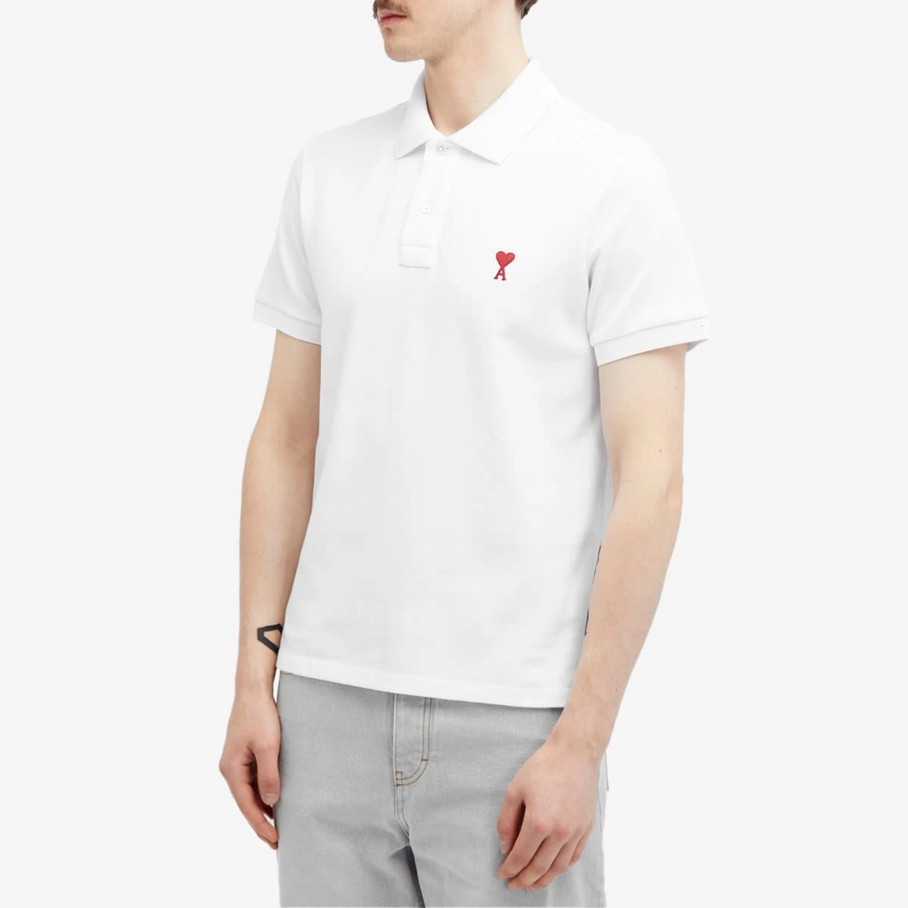 AMI Paris Men's Small A Heart Polo White